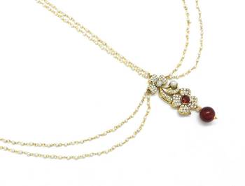 Flower Maang Tikka And Matha Patti Decorated With Crystals And Pearl Drop 2