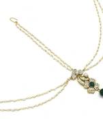 Flower Maang Tikka And Matha Patti Decorated With Crystals And Pearl Drop