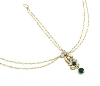 Flower Maang Tikka And Matha Patti Decorated With Crystals And Pearl Drop 2