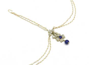 Flower Maang Tikka And Matha Patti Decorated With Crystals And Pearl Drop 2