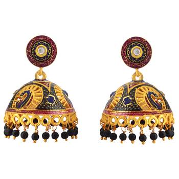 Traditional Meenakari Gold Plated Tokri Jhumka Earrings For Women 1