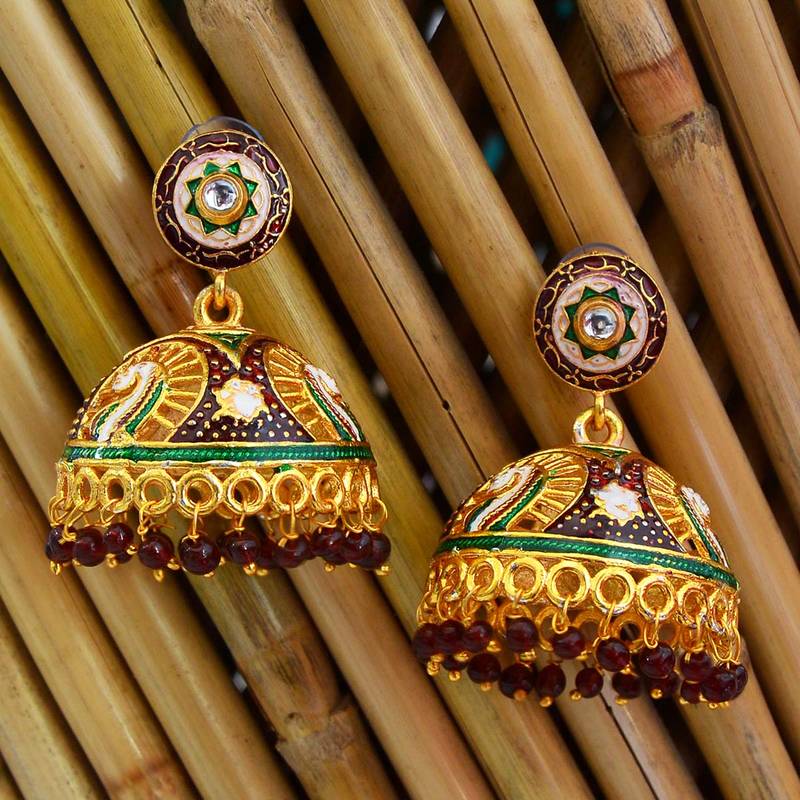 Meenakari jhumka earrings Clearance
