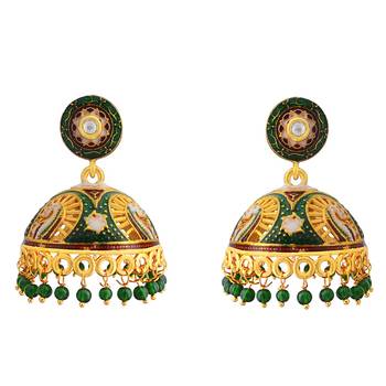 Traditional Meenakari Gold Plated Tokri Jhumka Earrings For Women 1