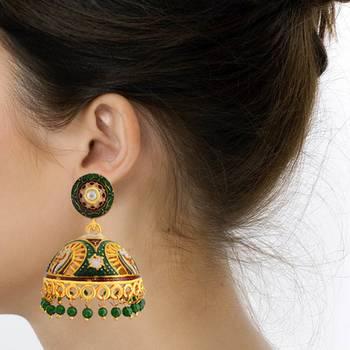 Traditional Meenakari Gold Plated Tokri Jhumka Earrings For Women 2