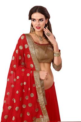Red embroidered georgette saree with blouse 2