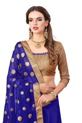 Blue embroidered georgette saree with blouse 2