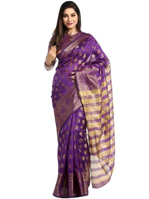 Chhabra 555 Purple Woven Art Silk Saree With Blouse 1