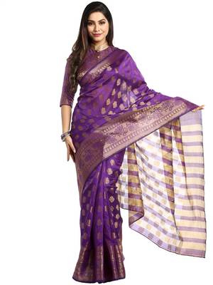 Chhabra 555 Purple Woven Art Silk Saree With Blouse 2