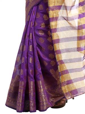 Chhabra 555 Purple Woven Art Silk Saree With Blouse 3