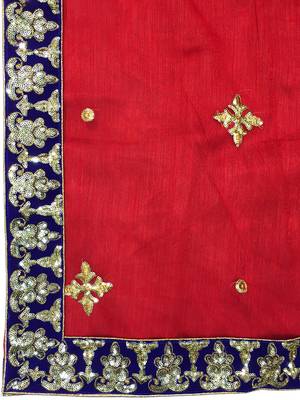 Chhabra 555 Red Embroidered Net Saree With Blouse 4