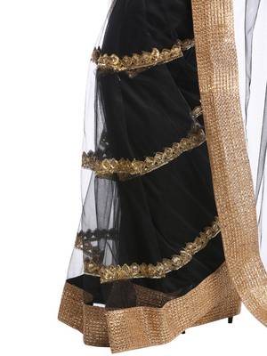 Chhabra 555 Black Embroidered Net Saree With Blouse 3