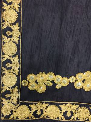 Chhabra 555 Black Embroidered Net Saree With Blouse 4