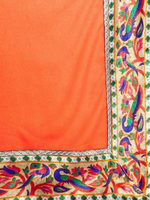 Chhabra 555 Orange Printed Georgette Saree With Blouse 2