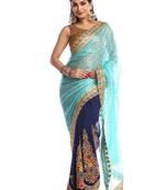 Chhabra 555 Green Embroidered Georgette Saree With Blouse