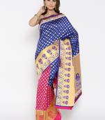 Chhabra 555 Pink Woven Banarasi Saree With Blouse