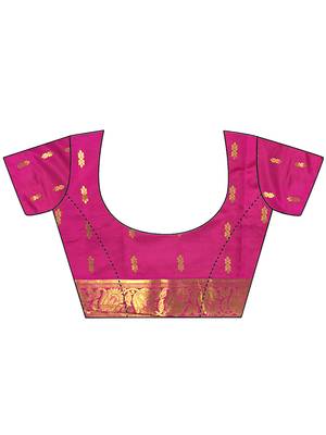 Chhabra 555 Pink Woven Banarasi Saree With Blouse 3