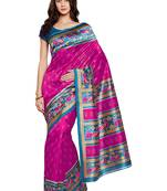 Chhabra 555 Magenta Printed Art Silk Sarees With Blouse