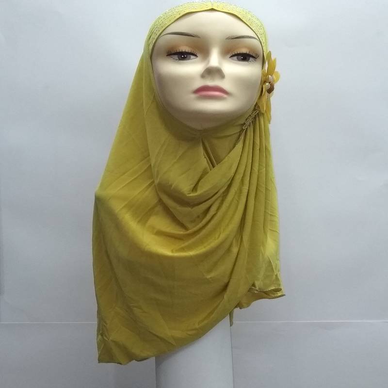 Designer Ready To Wear Instant Hijab Yellow Mean Zoom 2616224