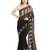 Jashn black batik print georgette saree with blouse