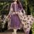 Inddus Wine Cotton Printed Unstitched Dress Material With Chiffon Dupatta