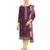 Inddus Wine Cotton Printed Unstitched Dress Material With Chiffon Dupatta