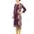 Inddus Wine Cotton Printed Unstitched Dress Material With Chiffon Dupatta