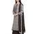 Inddus Dark Grey Cotton  Embroidered Unstitched Dress Material With Chiffon Dupatta
