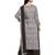 Inddus Dark Grey Cotton  Embroidered Unstitched Dress Material With Chiffon Dupatta
