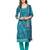 Inddus Turquoise Cotton Lawn Embroidered Unstitched Dress Material With Chiffon Dupatta
