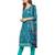 Inddus Turquoise Cotton Lawn Embroidered Unstitched Dress Material With Chiffon Dupatta