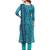 Inddus Turquoise Cotton Lawn Embroidered Unstitched Dress Material With Chiffon Dupatta
