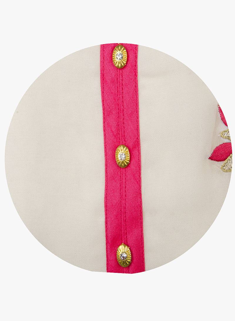 White embroidered georgette long kurtis