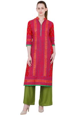 Multicolor printed cotton long kurtis 1