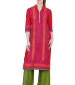 Multicolor printed cotton long kurtis