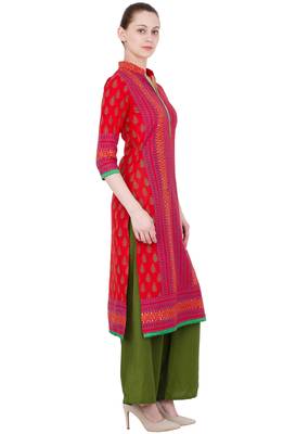 Multicolor printed cotton long kurtis 2