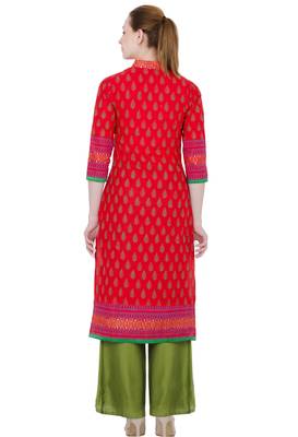Multicolor printed cotton long kurtis 4