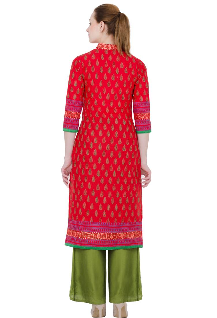 Multicolor printed cotton long kurtis