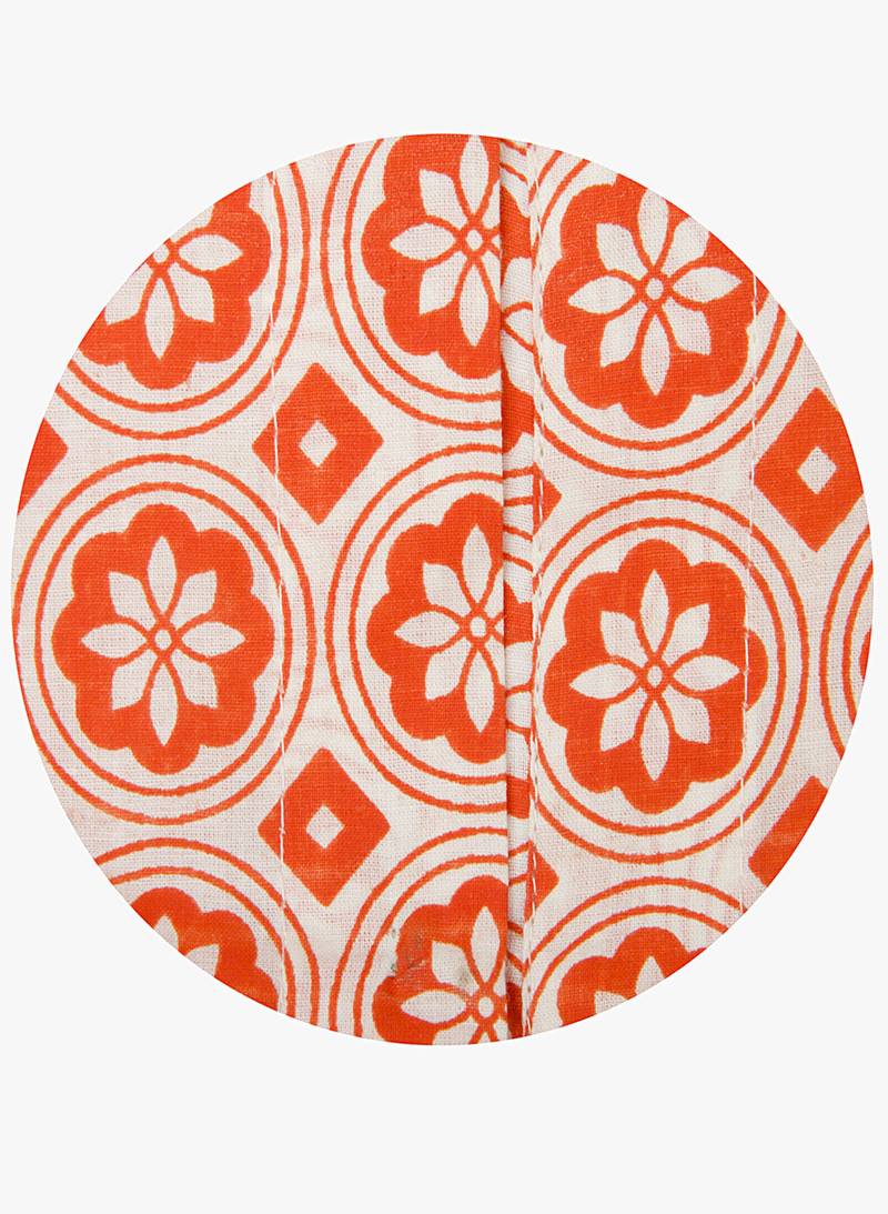 Cream printed cotton long kurtis