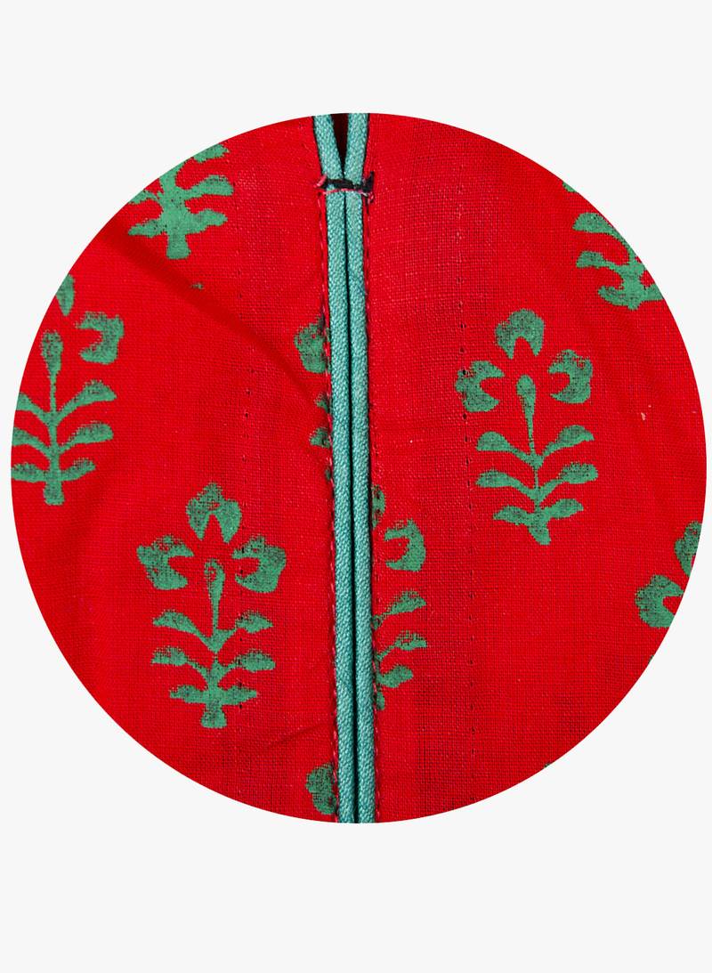 Red printed cotton long kurtis