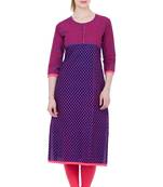 Blue printed cotton long kurtis