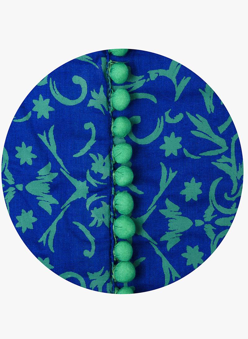 Blue printed cotton long kurtis