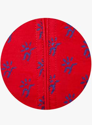 Light maroon printed cotton long kurtis 4
