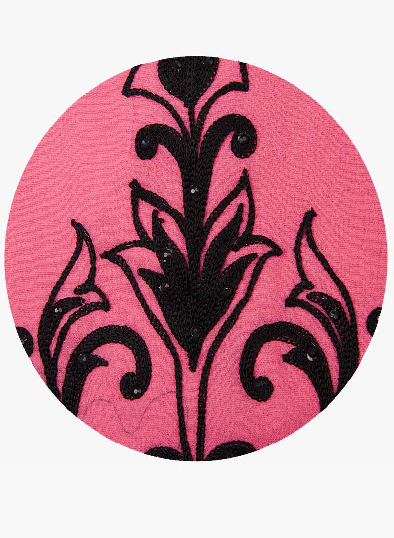 Pink embroidered georgette long kurtis