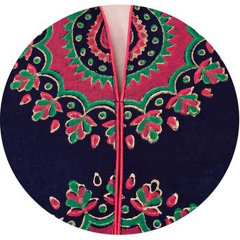 Navy blue printed cotton long kurtis 5
