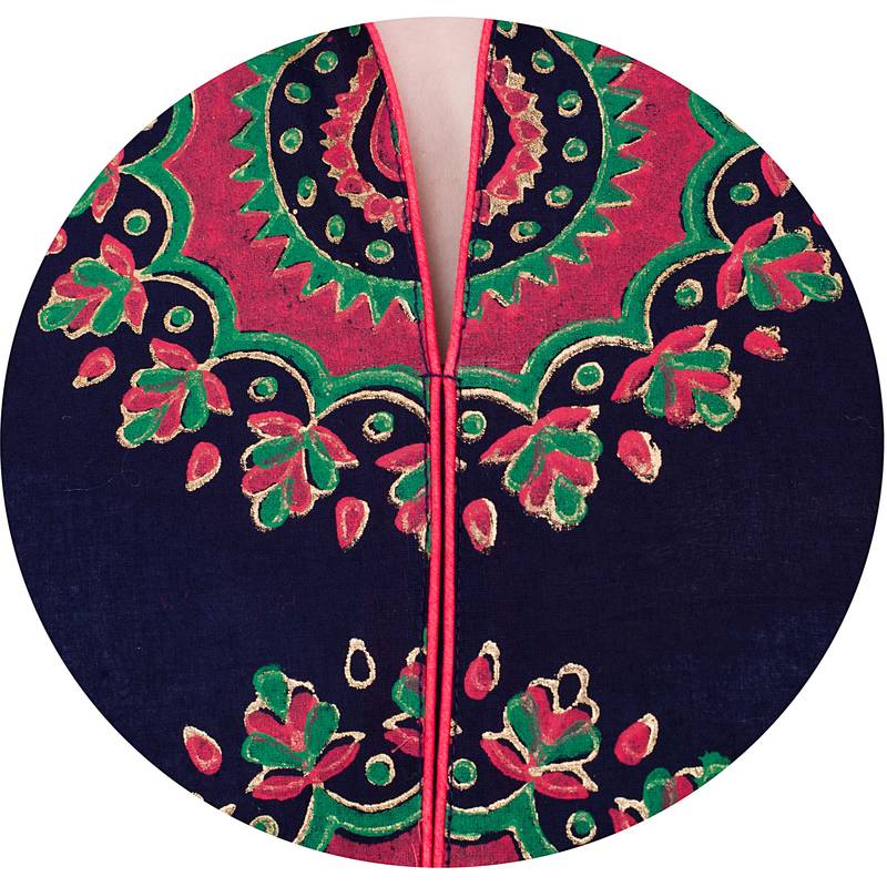 Navy blue printed cotton long kurtis