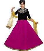 Rani Dupian Silk Hand Embroidery Kids Stitched Lehenga With Dupatta