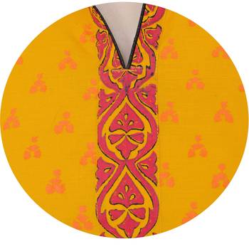 Yellow printed cotton long kurtis 5