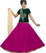 Rani Dupian Silk Hand Embroidery Kids Stitched Lehenga With Dupatta