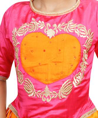 Black Dupian Silk Hand Embroidery Kids Stitched Lehenga With Dupatta 2