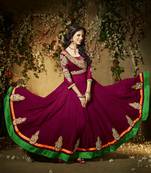 Maroon embroidered georgette semi-stitched salwar with dupatta